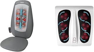 HoMedics Shiatsu-Massagesitz & Shiatsu Fußmassagegerät Elektrisch - Massagegerät für Füße inkl. 18 Massageköpfen, tiefenwirksame Fußpflege mit Wellness Wärmefunktion - Weiß