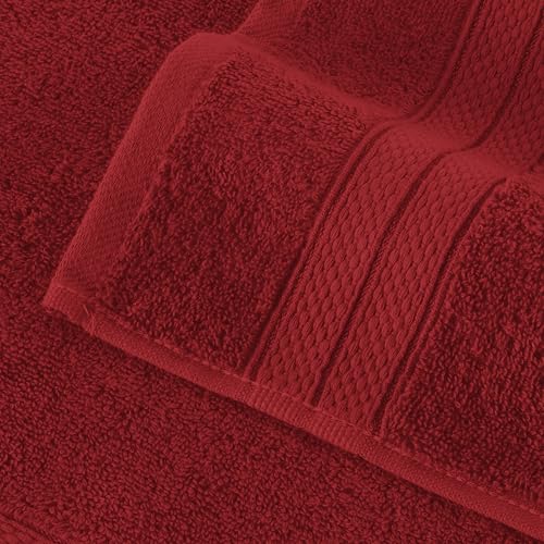 Image of Elegant Comfort Three Line Popcorn Towel Set for Bathroom 35 x 70 inches, Premium Hotel Quality 1-Pack Jumbo Towels, 100% Turkish Cotton, Soft and Durable, Quick Dry and Highly Absorbent, Burgundy