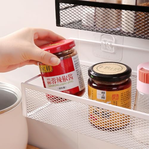 croselyu Spice rack kitchen bathroom shelves wall storage organizer toilet wall mounted shower room iron rack, 2 pcs (White) - Image 3