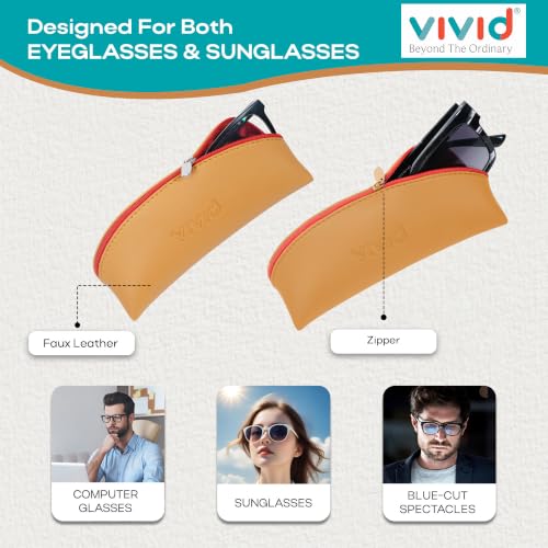 Image of VIVID Unisex Lightweight Specs Zipper Eyewear Dabbi Faux Leather Cover