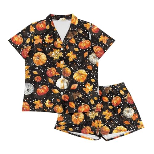 Image of Renewold Women's Short Sleeve Pajama Set Button Down Sleepwear with Notch Collar Soft Lounge Top and Shorts with Pockets