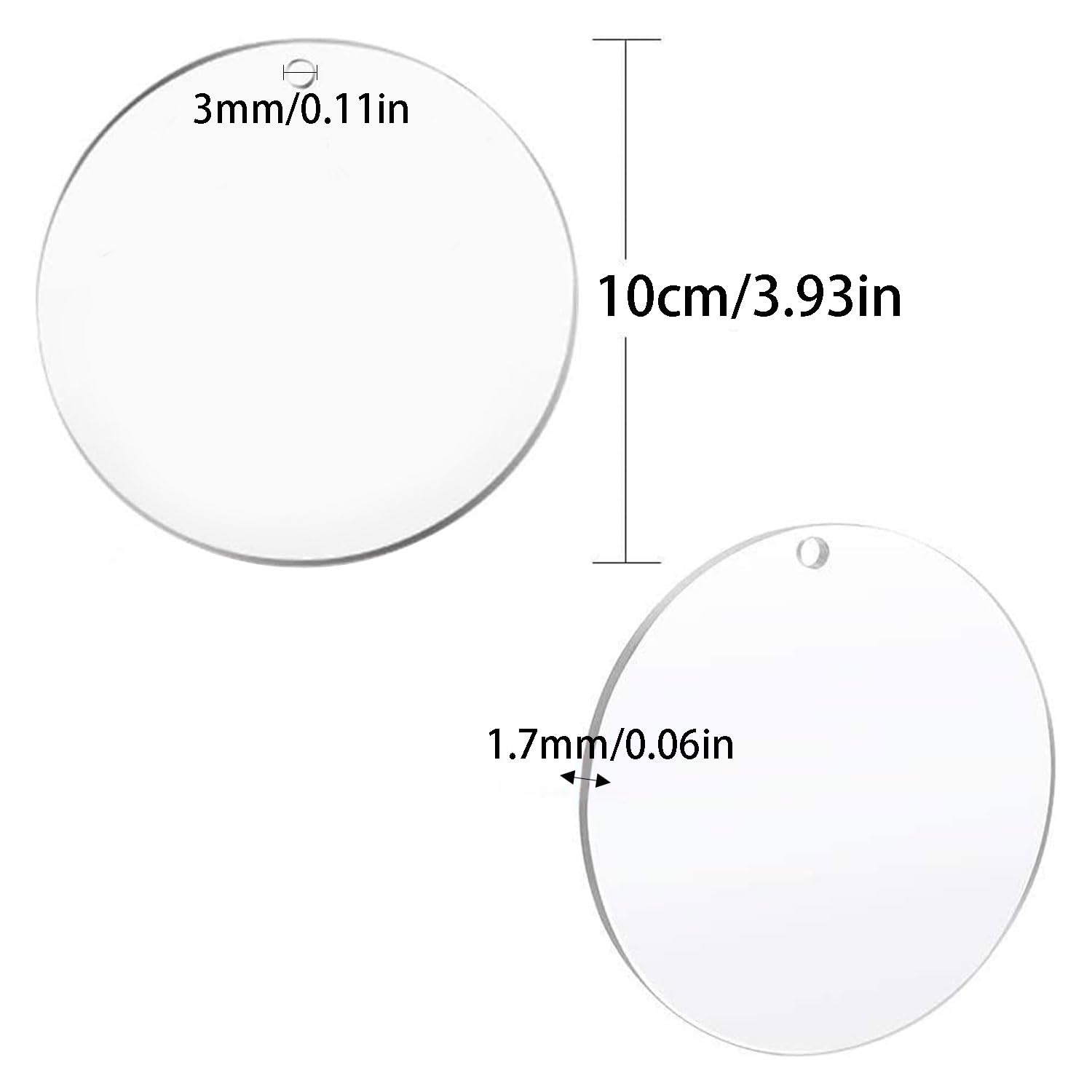 TAIANJI 30 Pcs Acrylic Keychain Blanks, Round Acrylic Transparent Circle Discs 10cm, Circles With a Hole for DIY Crafts and Projects - Image 2