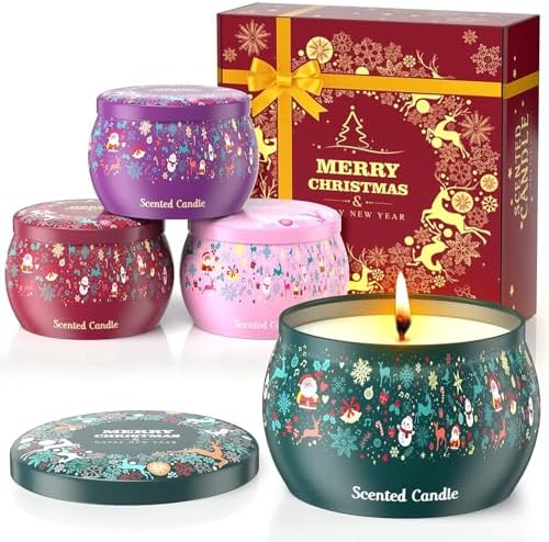 THAUSDAS Scented Candles Gift Set: 4 Pack 4.4 oz Aromatherapy Chr...