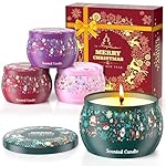 THAUSDAS Scented Candles Gift Set: 4 Pack 4.4 oz Aromatherapy Christmas Candles for Home Scented - 120H Burning Stress Relief Gifts for Women, Birthday, Mother's Day