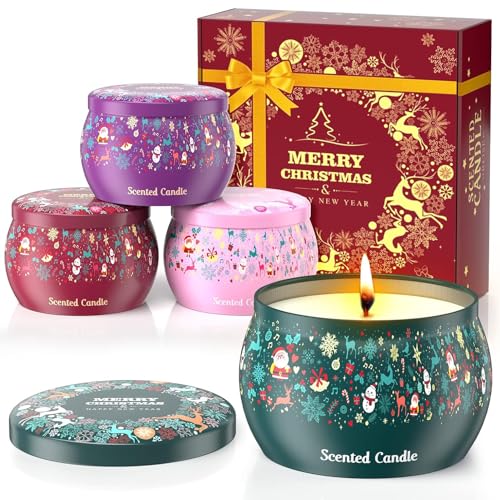 THAUSDAS Scented Candles Gift Set: 4 Pack 4.4 oz Aromatherapy Christmas Candles for Home...