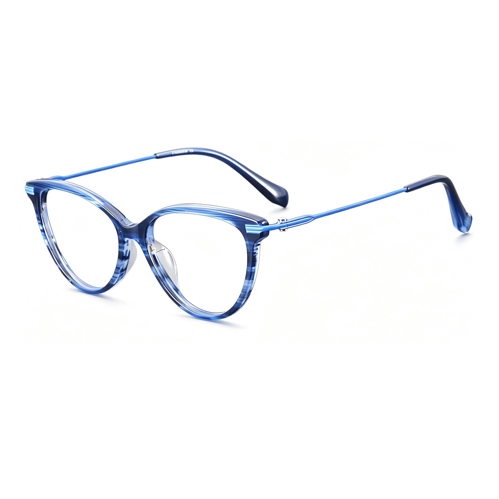 Occhiali da Vista con montature for Occhiali Grandi for Computer | Occhiali da lettura senza prescrizione con montatura completa. Placcatura for occhiali in acetato di titanio puro(Blauw)