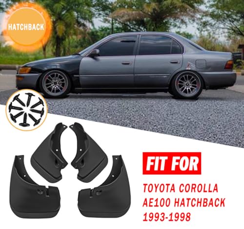 Image of Mud Flaps Mud Guards Fit for 1993-1998 Toyota Corolla AE100 Hatchback, Front & Rear Mud Splash Guards Accessories - 4 Pc, Black