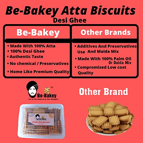 Image of Be-Bakey Desi Ghee Atta Biscuits (380g) No Preservatives | No Maida | No Hydrogenated Vegetable Oil | Healthy Cookies | Tea Time Snacks | Authentic Preparation |
