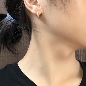 Amazon | [アトラス] Atrus 18金 フープピアス ダイヤモンド 片耳 喜平 