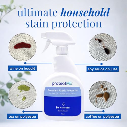 Image of protectME Fabric Protector and Stain Resistant Spray - Upholstery Fabric Spray for Stain Guard for Carpet, Shoes, Couch, Sofa - Non Toxic Water Based Furniture Protector - 25.4 Fl. Oz.