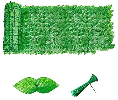 setos artificiales, pantalla de valla de privacidad artificial y decoración de hojas de vid de hiedra sintética para decoración de jardín al aire libre (hojas densas) Cover