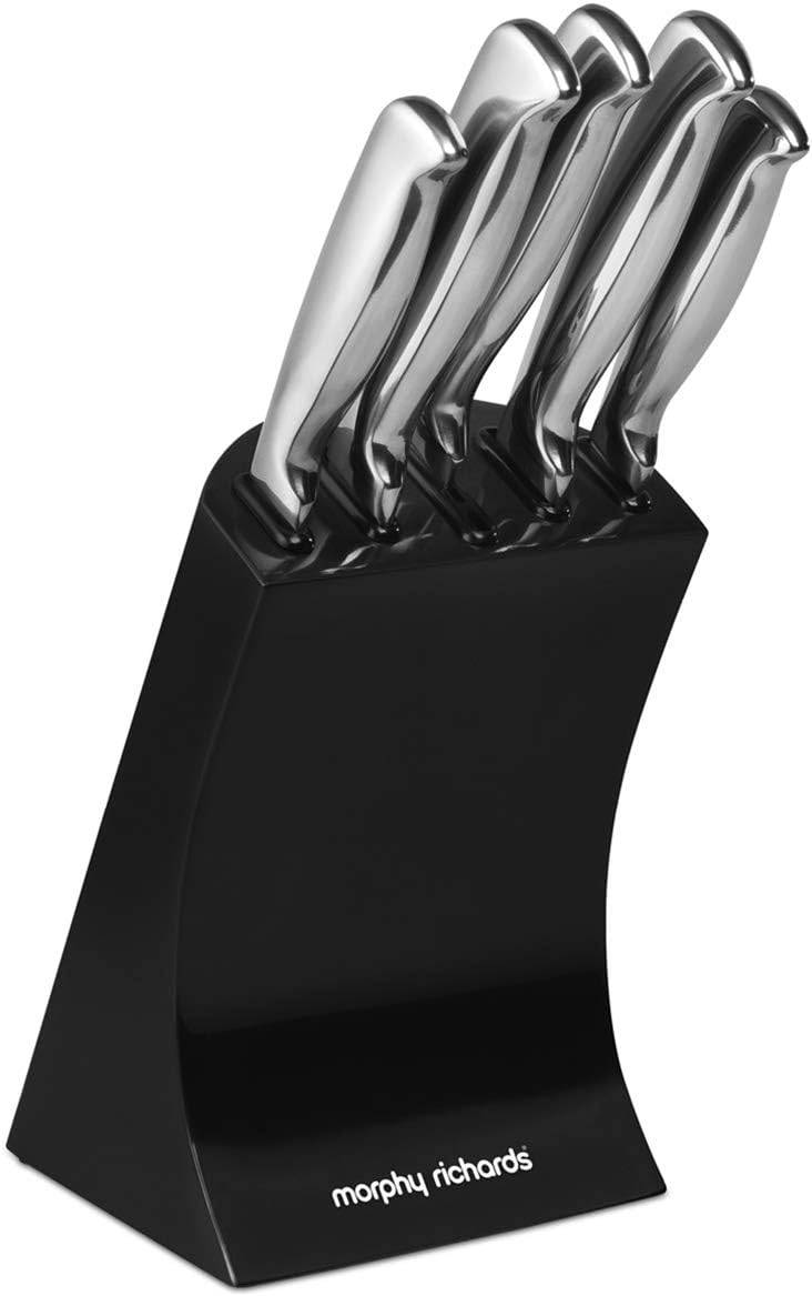 Morphy Richards Accents 46290 5 Piece Knife Block with High Grade Polished Stainless Steel Knives, Black