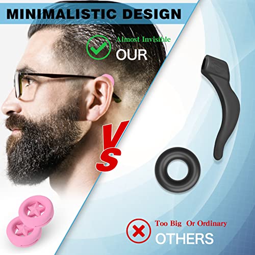 SMARTTOP Glasses Ear Grips 16 Pairs Eyeglass Temple Tip Sleeve Holder,Eyeglasses Ear Hooks Comfort Anti-Slip For Kids and Adults Sunglasses, Reading Glasses Sport Eyewear (S22-Star)