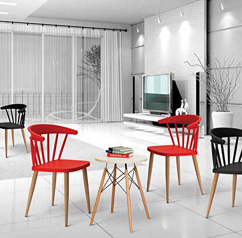 Image of Finch Fox Scandinavian Stylish & Modern Furniture Plastic Living Room Dining Chairs for Cafeteria Seating, Side, Kitchen, Restaurants, Hotels in Orange Color (Set of 4)