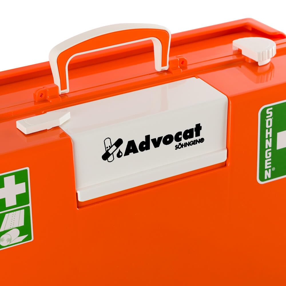 SÖHNGEN Erste-Hilfe-Koffer Advocat DIN 13169, Wandhalt., Pflasterspender, orange aus Kunststoff, Art.-Nr. 367000 | Verbandskasten | Notfallkoffer | Erste Hilfe Kasten
