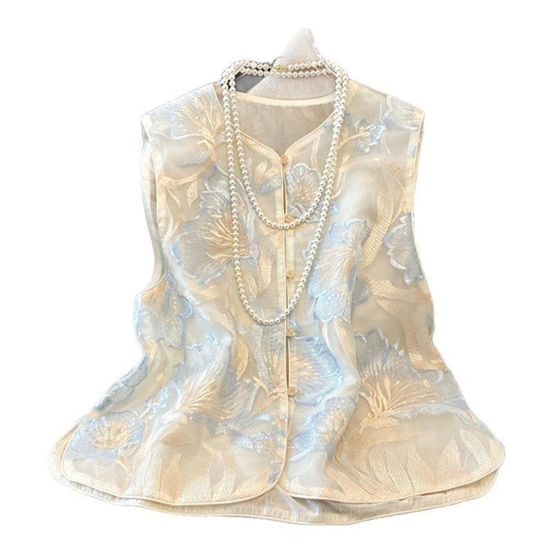 Châle brodé et costume Tang fluide pour vos sorties légères de printemps - 4