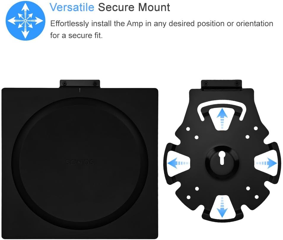 IFCASE Metal Wall/Under Desk Mount Compatible with Sonos Amp, Vesa Bracket Mount for Wireless Amplifier (Black)