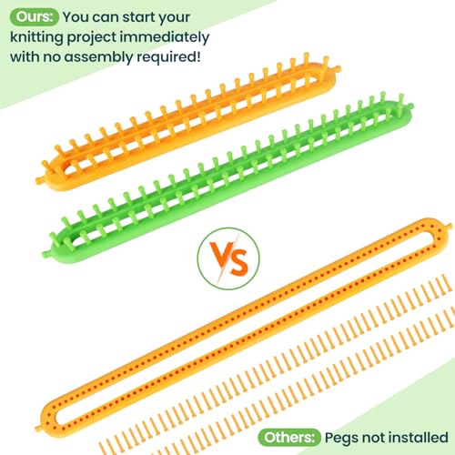 Image of Katech 3 pcs Rectangle Knitting Looms Kit Sparse Pegs Loom Knitter Different Sizes Colorful Plastic Weaving Looms Set DIY Yarn Weaving Kits with a Crochet Hook and Needle (Color is Random)