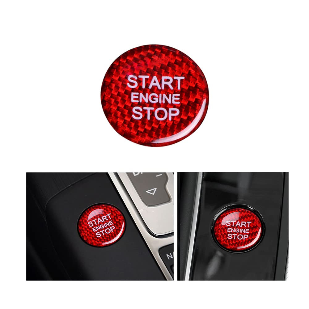 AUDI アウディ用 カーボン製 スタート ボタン パネル レッド スイッチ イグニッション カバー トリム A4A5A6A7Q3Q5Q7
