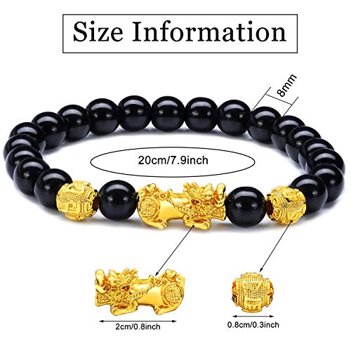Hicarer 6 Pcs Feng Shui Bracelets Bulk for Men Women, Wealth and Luck Bracelet with Pixiu Chinese Dragon Charm for Protection Pi Yao Lucky Beaded Decorations Attract Wealth Money Jewelry Gifts2