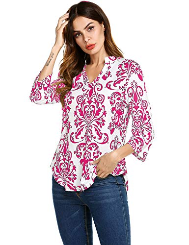 Hount Tops for Women Long Sleeve Loose Pullover Tunic Top Blouse (XX-Large, Red)