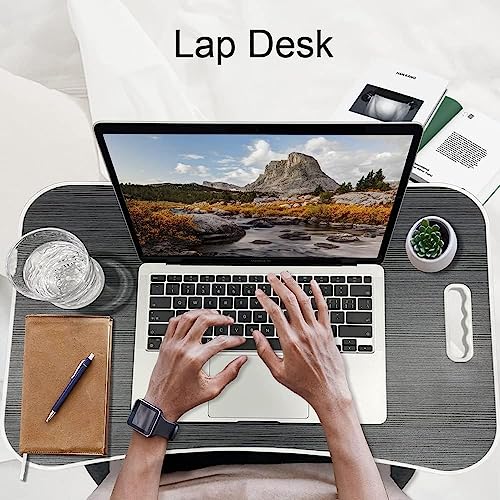 Image of GoRogue Stud Foldable Wooden Mini Lapdesk for Couch, Sofa Bed, Study Tray Table Stand for Writing (Walnut), 40 Centimeters