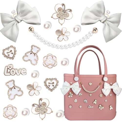 Image of Charms for Bogg Bag,Pearls,Butterfly Flowers and Chain for Bogg Bag Accessories Charms(20 pcs)
