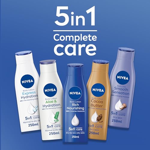 NIVEA Body Lotion for Dry Skin, Cocoa Butter with Pure Hyaluron, 48H Deep Moisture, 2x400ml