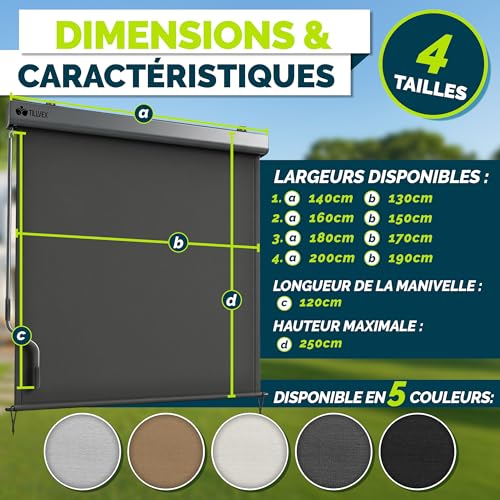 Store vertical extérieur tillvex anthracite 140x250cm pour balcon