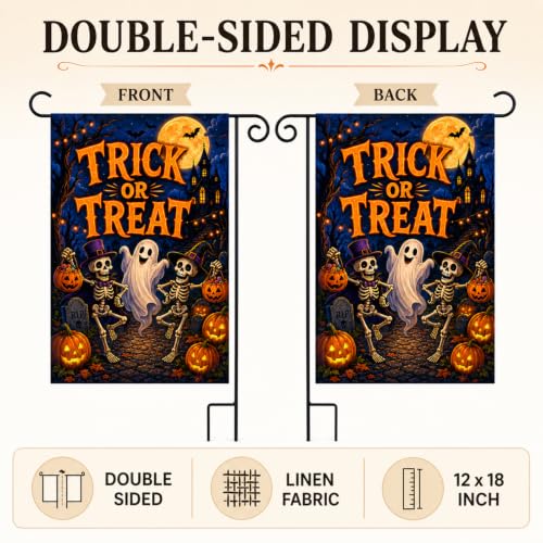 Halloween Ghost Garden Flag 12x18 Inch, Double Sided Yard Decor for Outside - image 4