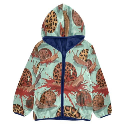 Snails with Blood Pattern Toddler Fleece Jacket Girl Boys Hooded Fleece Jacket Coat Warm Outwear Zip-up 3-10T