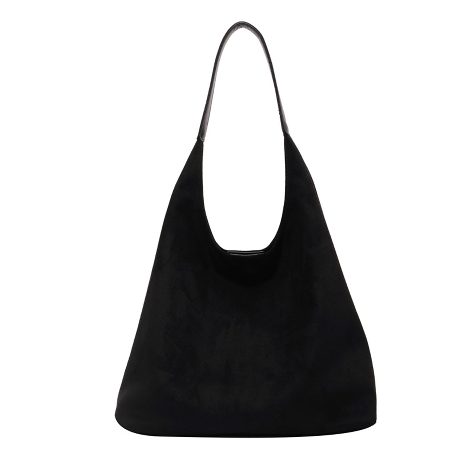 GodbTG Brown Suede Hobo Bag for Women, Black, 36x31x13cm/14.17x12.2x5.12inch