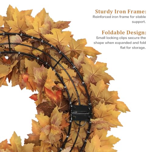 LAIMENNI 20 Inch Fall Wreaths for Front Door, Maple Leaves Outdoor Wreaths - image 5