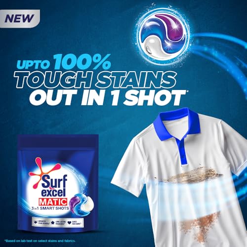 Image of Excel 3 in 1 Smart Shots Unit Dose Liquid Detergent Pack of 28 Count for Both Front Load and Top Load Washing Machines|| (28 U x 19.9 g)