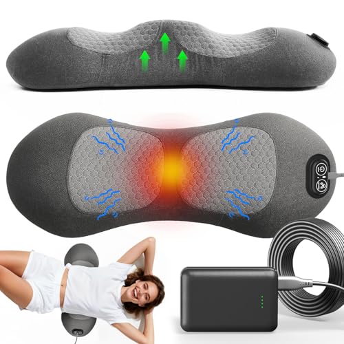 Upgraded 3-in-1 Portable Lumbar Pillow for Back Relief, Smooth Spine Triple Fusion Back Massager...