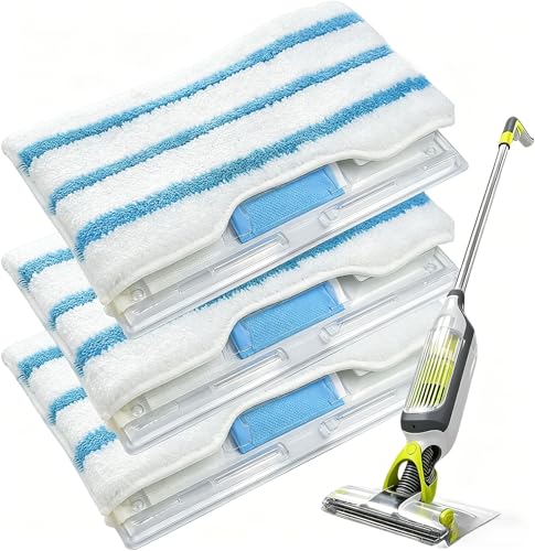 Xygobla 3 Refills for Shark VacMop Pads Reusable Pad Refills Compatible with Shark VacMop Vacuum Spray Mop for VM252 VM250 VM205 VM190 VM200 VC205 QM250 Washable Microfiber Pad with 3 Dirt Chambers