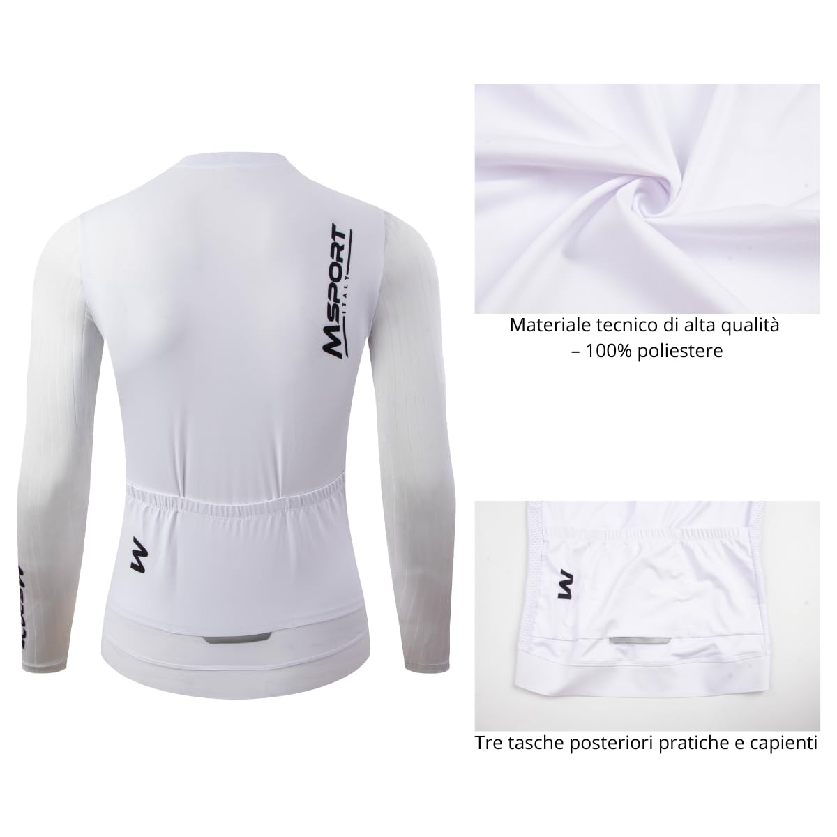 Msport Completo Ciclismo Invernale – Maglia Termica a Manica Lunga + Salopette con Fondello in Gel Antishock