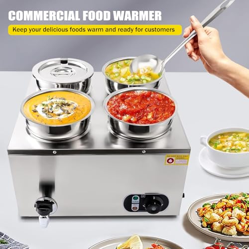 Bain Marie podgrzewacz do zupy ze stali nierdzewnej z pokrywkami i regulacją temperatury, do gastronomii i restauracji