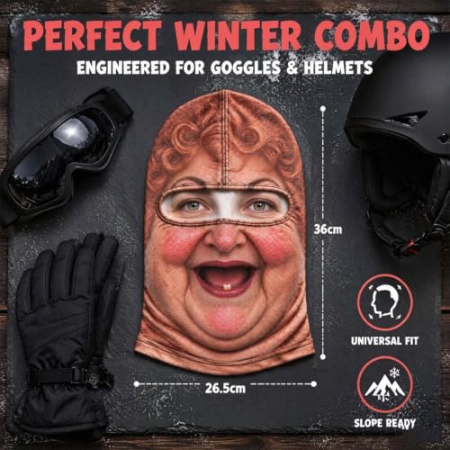 Funny Old Man Ski Mask Balaclava, Realistic Full Face Cover for Men Women - image 3