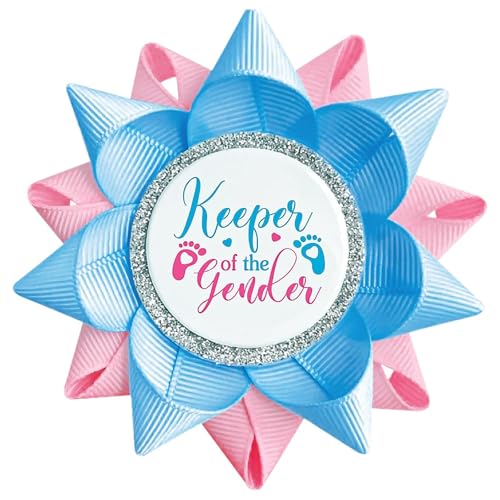 Keeper Of The Gender Gender Reveal Button Pins Party Favors Light Blue and Pink Feet Hearts Enamel Lapel Pins Badge for Celebration Party Supplies