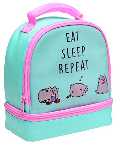 Bolsa de almuerzo Pusheen Cat verde porta alimentos infantil para colegio y merienda