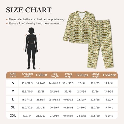 Pyjama long femme ensemble deux pièces imprimé fleurs vêtements de nuit amples - 4