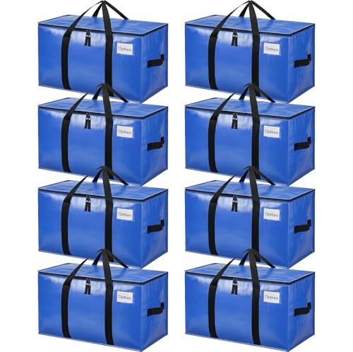 Image of BAGAIL Heavy Duty Moving Bags with Strong Handle, Extra Large Moving Boxes, Storage Tote for Clothes, College Moving Supplies(Blue, 8 Pack)