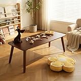 Baveke Folding Coffee Table-Puzzle Table for Kids, Japanese Floor Table with Legs - Large Solid Wood Low Coffee Table, Collapsible Living Room Center for Small Spaces, Dorm, or Game Night