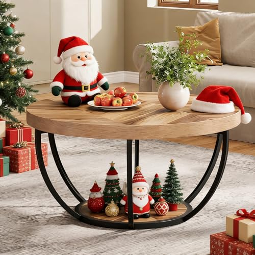 Tribesigns Runde Couchtisch, Industrial 2-Tier-Kreis Couchtisch mit Lagerung Regale, Moderne hölzerne Akzent Mitte Tisch Sofa Beistelltisch für Wohnzimmer, Home Office Tribesigns Runde Couchtisch, Industrial 2-Tier-Kreis Couchtisch mit Lagerung Regale, Moderne hölzerne Akzent Mitte Tisch Sofa Beistelltisch für Wohnzimmer, Home Office