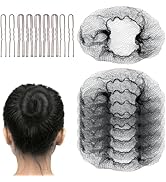 FVOLREM Hair Net Set: 20 Pieces 20-Inch Black Nets, 40 Pieces 2.4-Inch Brown U Pins - For Food Se...