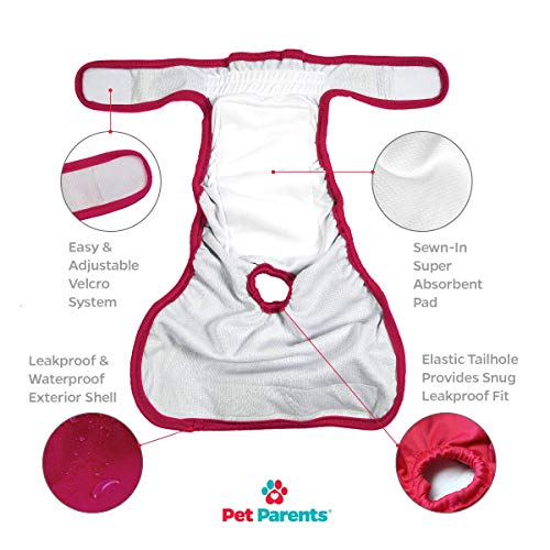 image for Pet Parents Washable Dog Diapers (3pack) of Durable Doggie Diapers, Pr