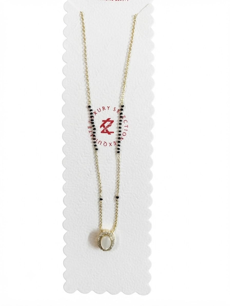 Gold-Tone Mangalsutra Necklace with Oval Pendant-picture-40