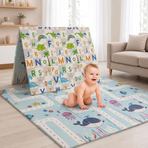Image of StarAndDaisy Baby Play Mat for 0 to 2 Years, 6mm Thick Foldable XPE Baby Mats for Floor, Reversible Cushioned Mat for Kids Playing, Lightweight & Portable Playmat, 149 x 178 cm