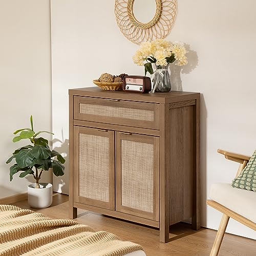 Sicotas SCEWA20004OA Sideboard Buffet Cabinet Set Of 2, Rattan Credenza Storage Cabinet thumb #9